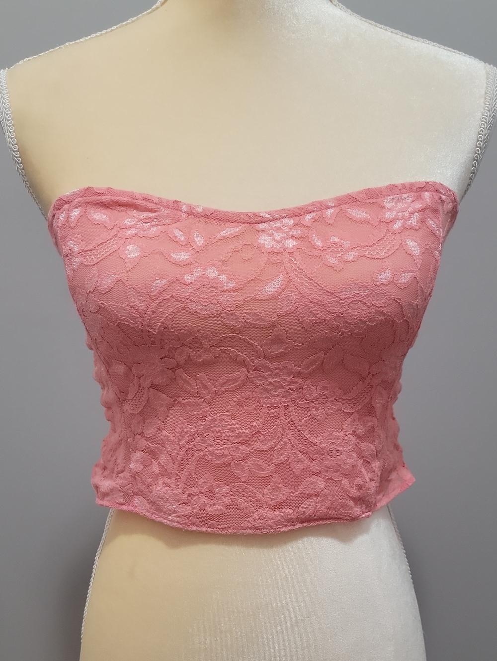 Victorias Secert Lace Strapless Bralette Frosted Coral Sz S
